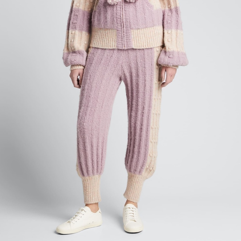 NWT LOVESHACKFANCY Jogger Chunky Bauble‎ Knit Ribbed Alpaca/Wool Lounge Pants M - Picture 10 of 16